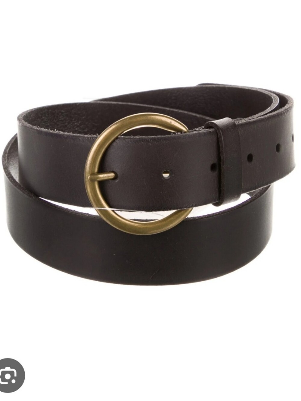 Frye Round-Buckle Black Leather Belt